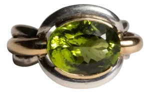 Peridot Ring in 18k Gold and Sterling Silver Combination