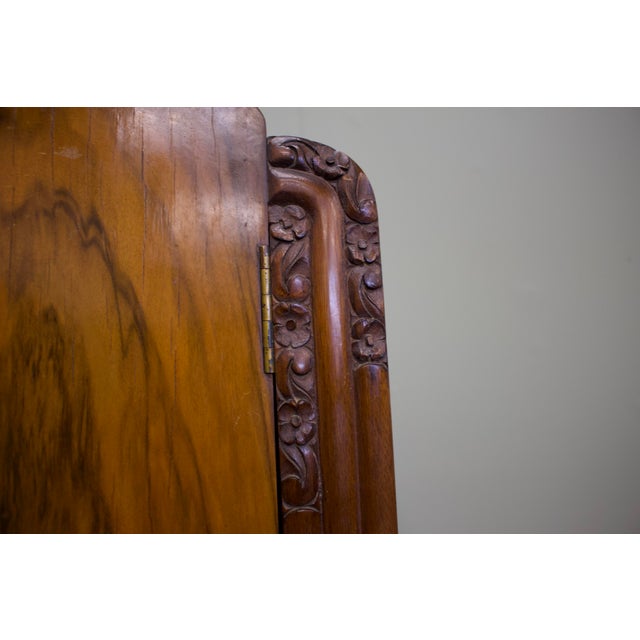 Brown Vintage Art Deco Burr Walnut Compact Wardrobe, 1930s For Sale - Image 8 of 11