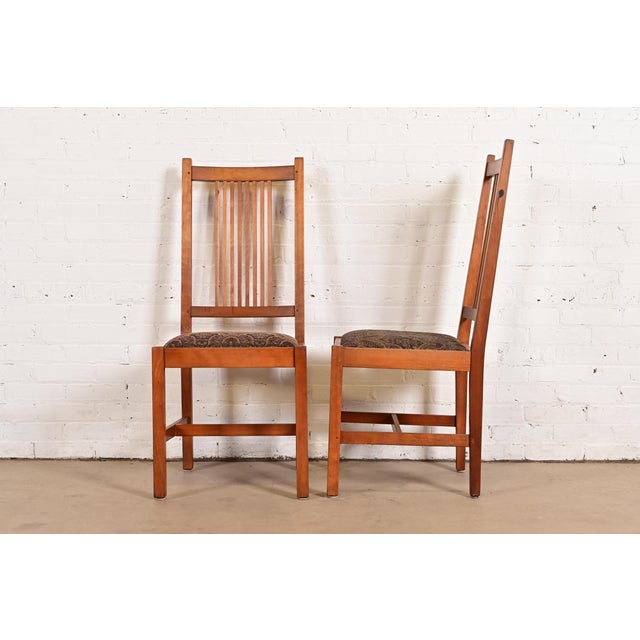 Stickley Mission Arts & Crafts Cherry Wood Spindle Back Dining Chairs, Set of Four For Sale - Image 10 of 14
