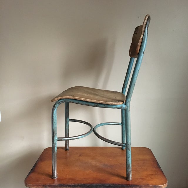 Industrial Vintage Wood & Metal School Chair Chairish