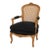 Mid 20th Century French Louis XV Caned Bergère Armchair — Original Finish With Black Removable Cushion Cover For Sale