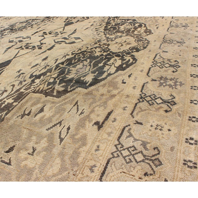 Tribal Turkish Antique Sevas Rug With Fine Weave in Gray Green and Taupe 6'6" X 8'9" For Sale - Image 3 of 8