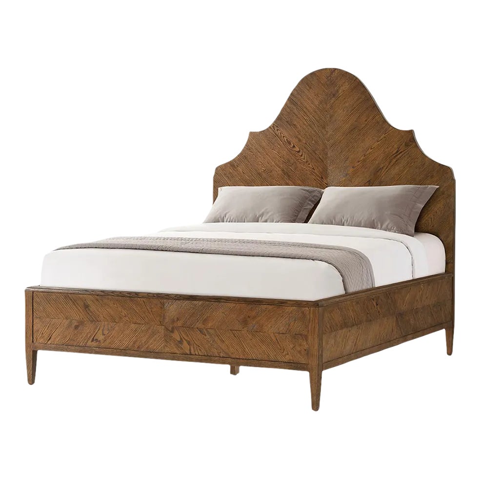 Rustic Oak Queen Bed - Dark | Chairish