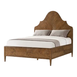 Rustic Oak Queen Bed - Dark