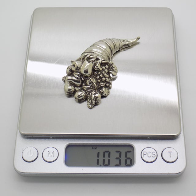 Silver Vintage Italian Handmade Genuine Silver Cornucopia Figurine, Symbol of Abundance and Lucky Charm For Sale - Image 8 of 9