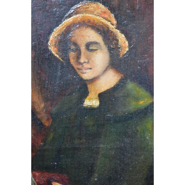French School, 20th Century “The Reader” Oil on Panel For Sale - Image 9 of 9