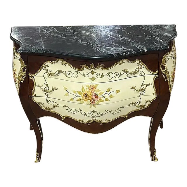 French Copper Louis XV Style Commode With a Marble on Top For Sale