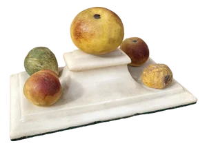 19th Century Marble Tray with Fruits, , Set of 2