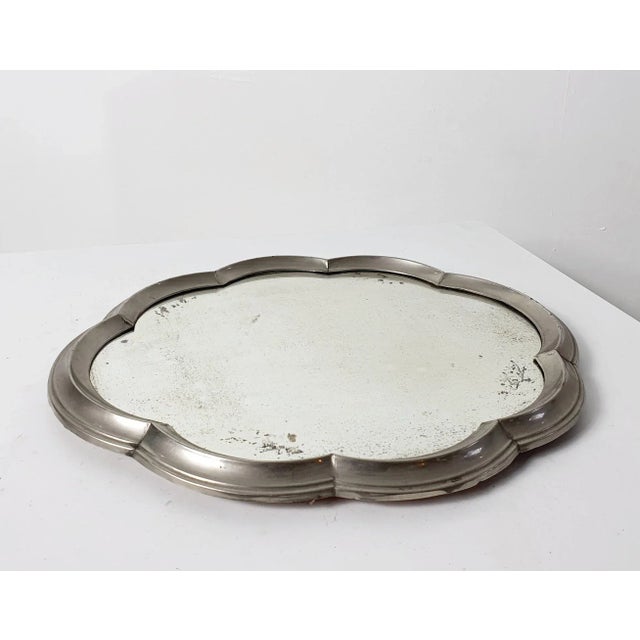 Art Deco Baroque Style Pewter Table Mirror For Sale - Image 3 of 8