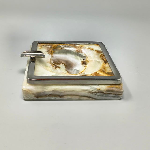 Gemstone Mid-Century Modern Italian Onyx Smoking Set with Table Lighter & Ashtray, 1960s, Set of 2 For Sale - Image 7 of 8
