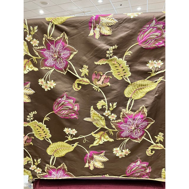 Traditional Silk Upholstery Fabric Large Scale Made in India 2 Yards For Sale - Image 3 of 10