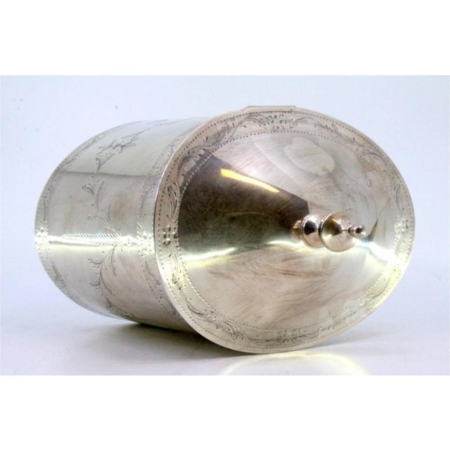 Silver Tea Box with Engraved Plant Motifs and Monogram Card For Sale - Image 5 of 9