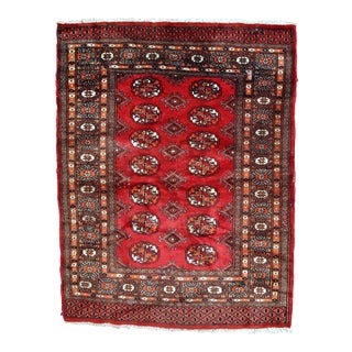 1970s Handmade Vintage Uzbek Bukhara Rug 3' X 4' For Sale
