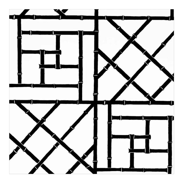 Sample - Schumacher X Cristina Buckley Trellis Wallpaper in Black For Sale