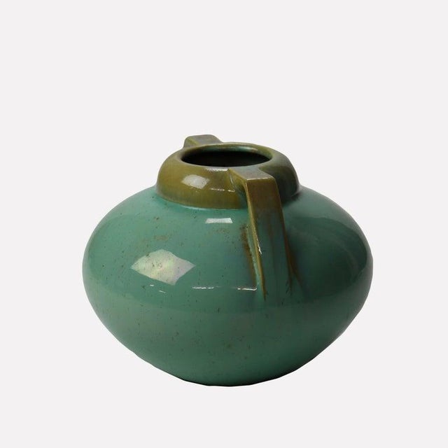 Arts & Crafts Antique Fulper Arts & Crafts Bulbous Two Handled Pottery Vase C1920 For Sale - Image 3 of 7