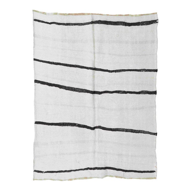 Vintage Decorative Turkish Hemp Kilim Rug - 4`5" X 5`7" For Sale