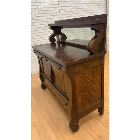 1900s Antique Empire Quarter Sawn Oak Sideboard With Mirror Chairish