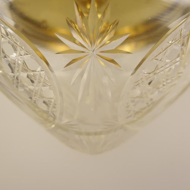 Brass Ceiling Lamp with Lead Crystal Shade, 1920s For Sale - Image 12 of 16