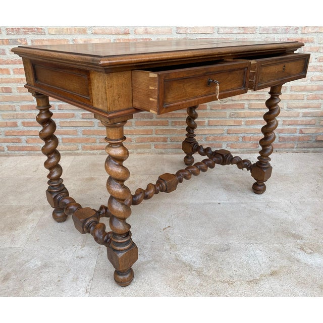 Beautiful walnut bookcase piece that can be used as a desk or work table. Made of robust walnut wood. All its legs and...