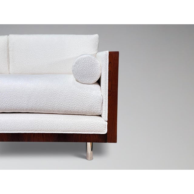 White Restored Vintage Rosewood Case Sofa Loveseat Attr. Milo Baughman For Sale - Image 8 of 12