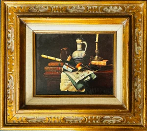 Warner Still Life Oleograph Print, Framed