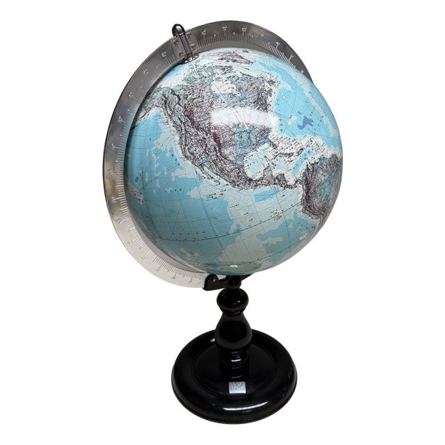 Mid-Century Modern Japanese School Globe on Black Base, 1980s For Sale