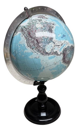 Mid-Century Modern Japanese School Globe on Black Base, 1980s