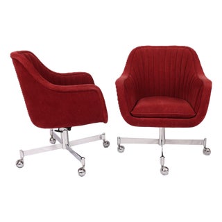 Vintage Ward Bennett Designs for Brickel Associates Swivel Chairs - A Pair For Sale