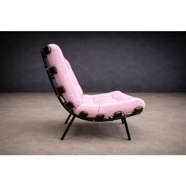 Brazilian Modern Wood Slat & Metal Frame Armchair, Moveis Pallar, 1950s For Sale - Image 11 of 15