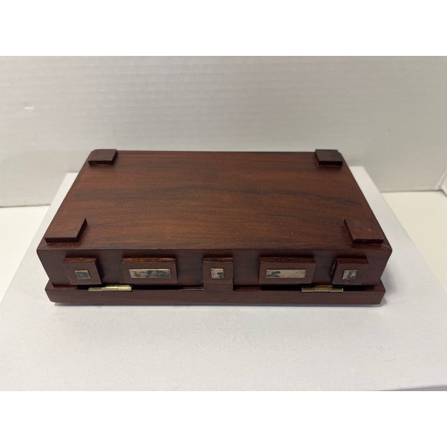 1960s 1960s Mid-Century Modern Rosewood Wood Jewelry Trinket Box Sterling Silver Inlay With Hinged Lid For Sale - Image 5 of 8