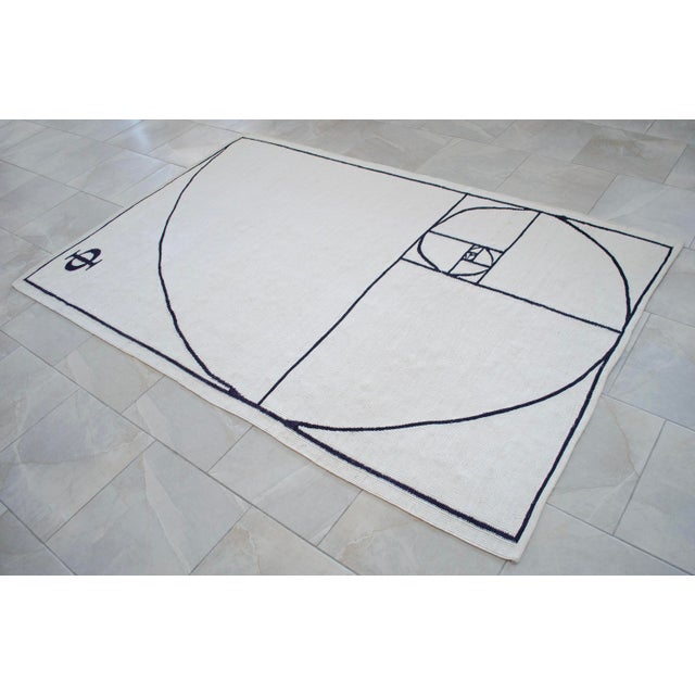 Fibonacci - Golden Ratio Themed Silk Hand Woven Area Rug Kilim Wall Rug 4′11″ × 6′7″ For Sale - Image 10 of 15
