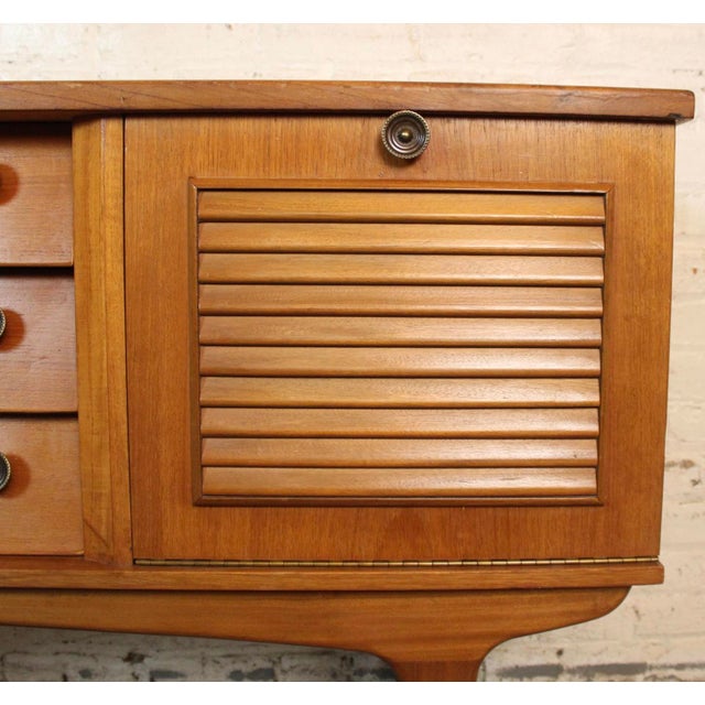 Mid-Century Teak Credenza W/ Louvered Front For Sale - Image 4 of 18