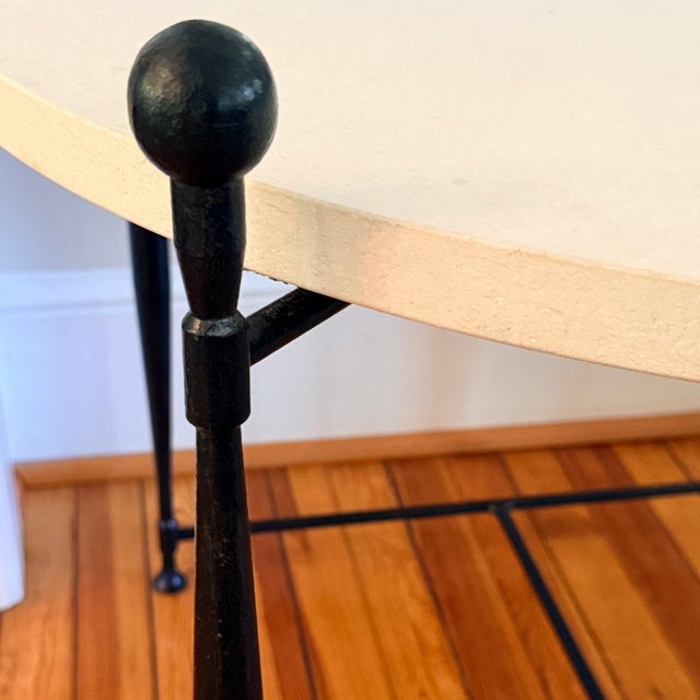 Hickory Chair Furniture Company Hickory Chair Ionia Side Table With Round Stone Top For Sale - Image 4 of 11