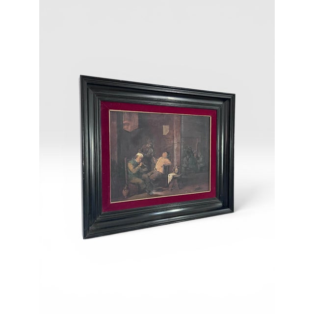 Late 19th Century Spanish Museum Copy After David Teniers the Younger – Tavern Interior Oil on Canvas, Prado Provenance For Sale - Image 4 of 9
