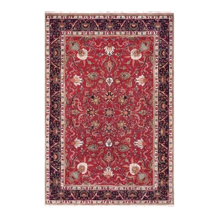 Floral Persian Tabriz Red/Purple Wool Rug - 8'0'' X 11'4'' For Sale