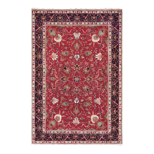 Floral Persian Tabriz Red/Purple Wool Rug - 8'0'' X 11'4'' For Sale