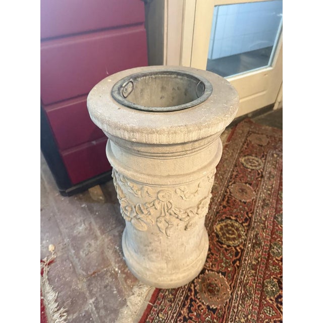 Antique Neoclassical Pedestal Planter with Original Zinc Insert, 1890s For Sale - Image 5 of 6
