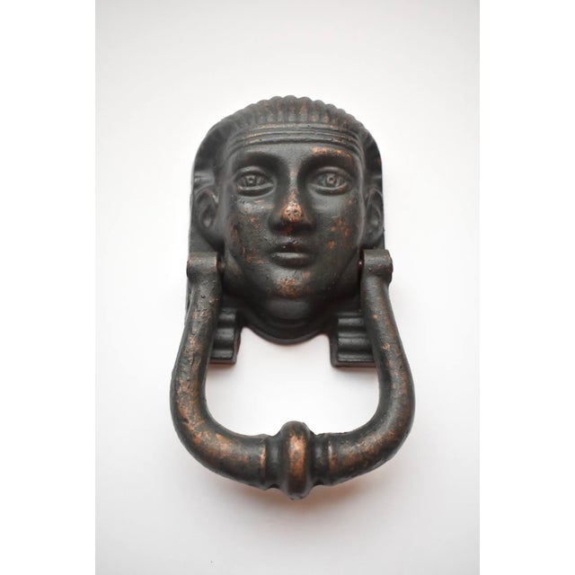 1930s Cast Iron Egyptian Motif Door Knocker For Sale - Image 4 of 4