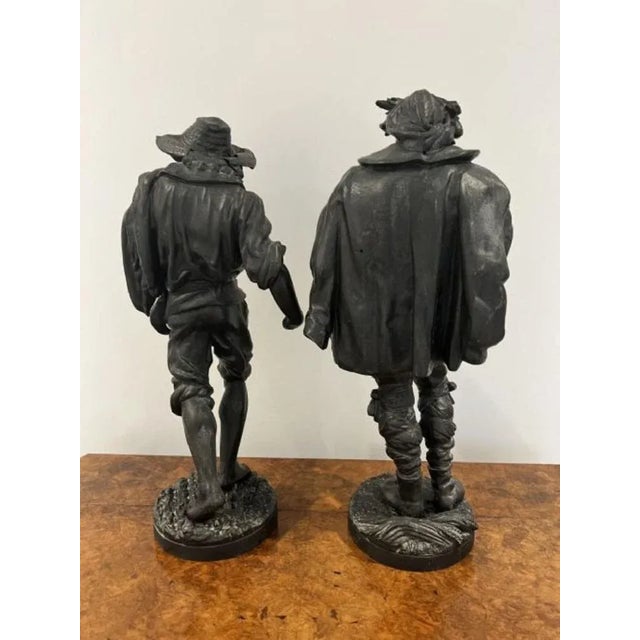 Large Antique Victorian Spelter Figures, 1860, Set of 2 For Sale - Image 4 of 8