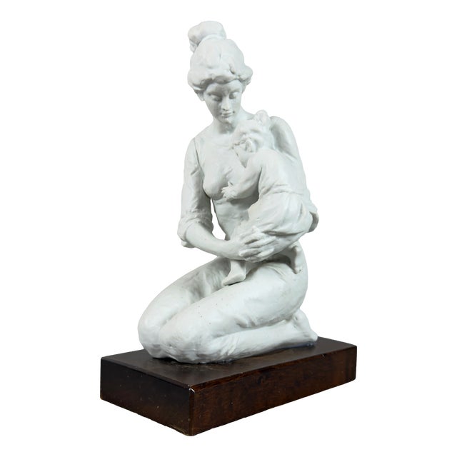 20th Century Maternity Sculpture in Biscuit Porcelain For Sale