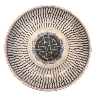 Antique Chinese Blue White Porcelain Longevity Shou Plate Dish For Sale