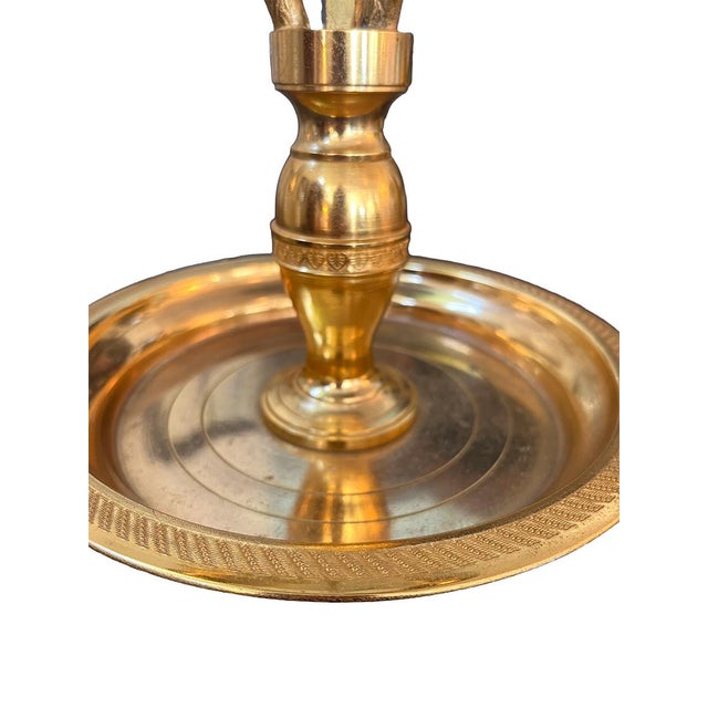 French Empire-Style Gilt Brass Candelabrum Lamp For Sale - Image 4 of 7