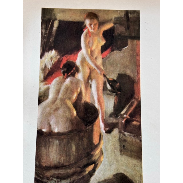 Improvised Bath by Anders Zorn Original Antique Chromolithograph. Female Nude, Printed in Sweden 1928. For Sale - Image 4 of 7