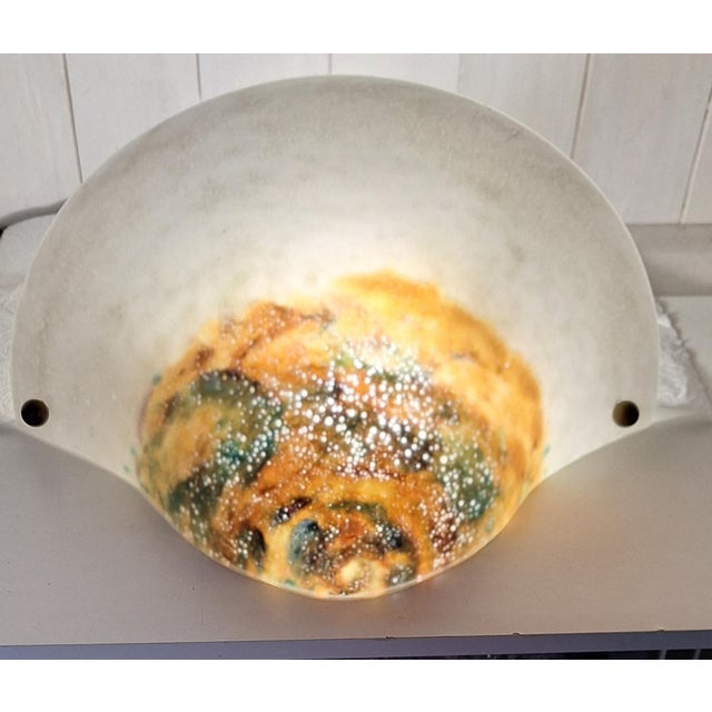 Mid-Century Modern French Wall Lamp with Colored Glass Shade on a Brass Bracket, 1950s For Sale - Image 3 of 8