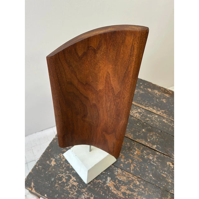 Brown Vintage Large-Scale Teak Fin Sculpture With White Painted Base Base by Paul Bechtold, Circa Mid 20th Century For Sale - Image 8 of 18