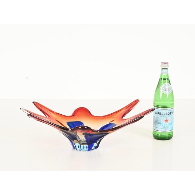 Large Sommerso Red and Blue Murano Glass Centerpiece from Seguso, 1970s For Sale - Image 9 of 13