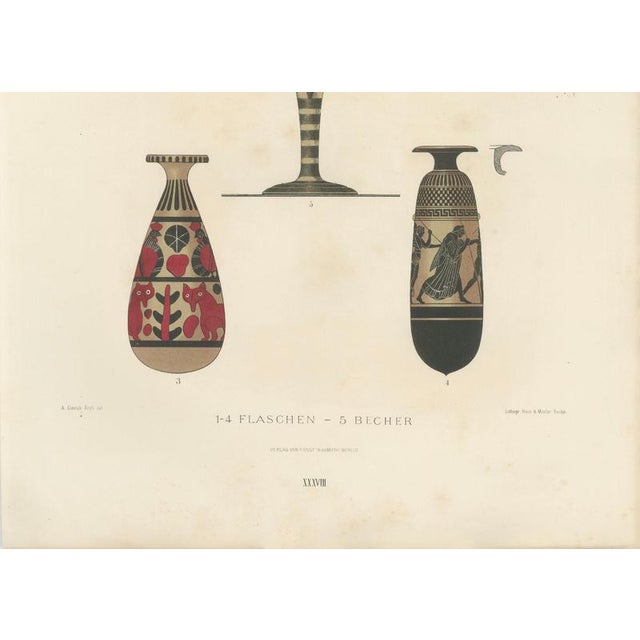 Black Albert Genick, Greek Bottles & Drinking Cup Color Lithograph, 1883, Lithograph For Sale - Image 8 of 10