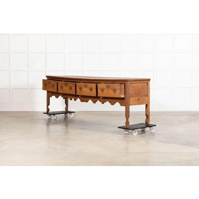 Large Early 19th Century English Oak Dresser Base, 1800 For Sale - Image 4 of 13