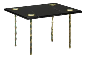 Rare Marble and Inlaid Brass Table by Pepe Mendoza
