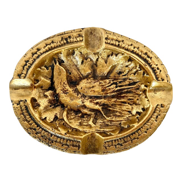 Mid-Century Brass Bird Design Ashtray For Sale